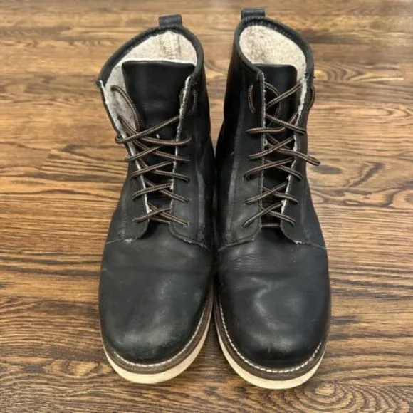 Shoe The Bear Vintage Polar Black Leather Warm‎ Lining Boots Men Size 44 US 11