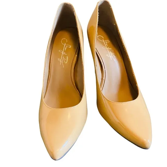 Shoes Of Prey Patent Leather Nude Pointed Toe Leather Shoes Pumps