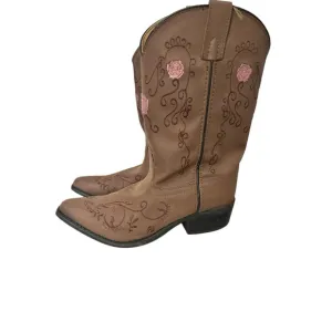 Shyanne Floral Embroidered Cowboy Boots Women’s Size 5D Brown Pink Western Rodeo