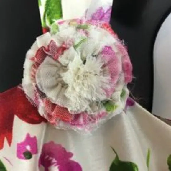 SIGNATURE By ROBBIE BEE Fit &amp; Flare Ivory Floral Coastal Cowgirl Dress Sz. 8 NWT