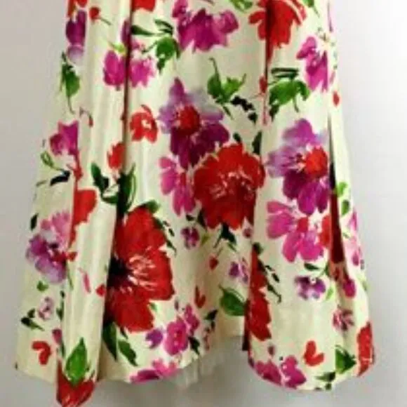 SIGNATURE By ROBBIE BEE Fit &amp; Flare Ivory Floral Coastal Cowgirl Dress Sz. 8 NWT
