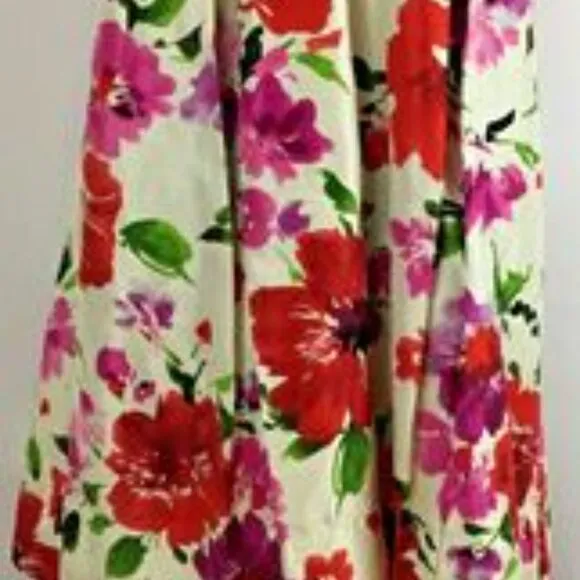 SIGNATURE By ROBBIE BEE Fit &amp; Flare Ivory Floral Coastal Cowgirl Dress Sz. 8 NWT