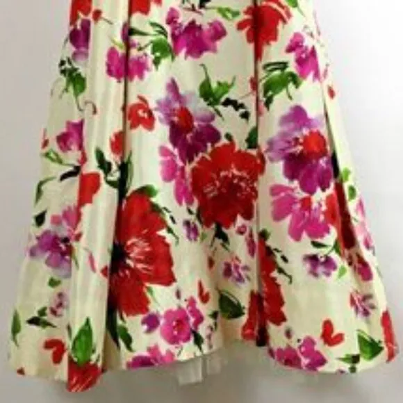 SIGNATURE By ROBBIE BEE Fit &amp; Flare Ivory Floral Coastal Cowgirl Dress Sz. 8 NWT