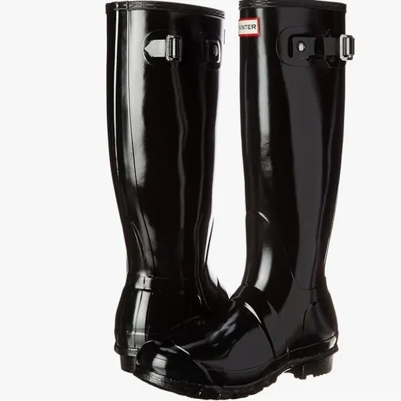 size 8 Hunter Tall Gloss Black Rain Boots Women’s