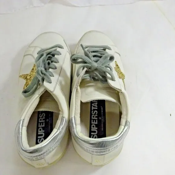 Size 9.5 Whte Golden Goose Superstar Shoes Gold Star