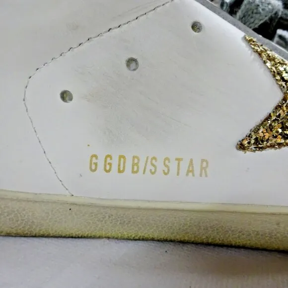 Size 9.5 Whte Golden Goose Superstar Shoes Gold Star