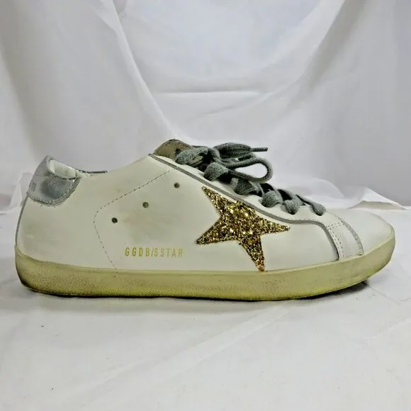 Size 9.5 Whte Golden Goose Superstar Shoes Gold Star
