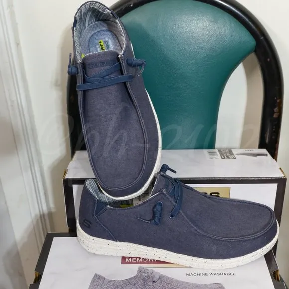 Skechers men slip-on Canvas shoes Navy