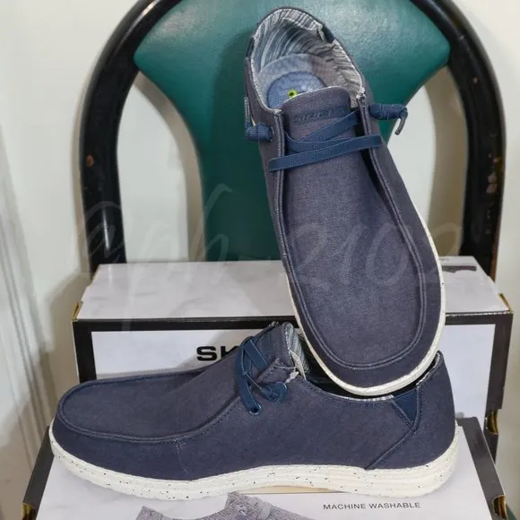 Skechers men slip-on Canvas shoes Navy