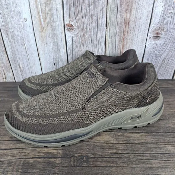 Skechers Motley Vaseo Arch Fit Slip On Loafer Men's Sz 13 Brown (VGC)