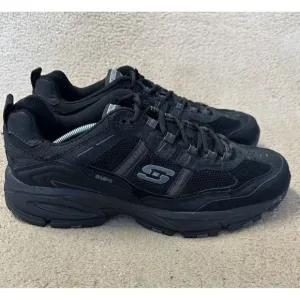 Skechers Vigor 2.0 Trait Shoes Black Suede Mesh Walking Shoes Sneakers Men’s 13