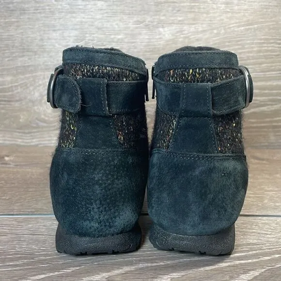 Skechers Bikers Lite High Grade Women’s Sz 9 Black Suede Knit Ankle Boots
