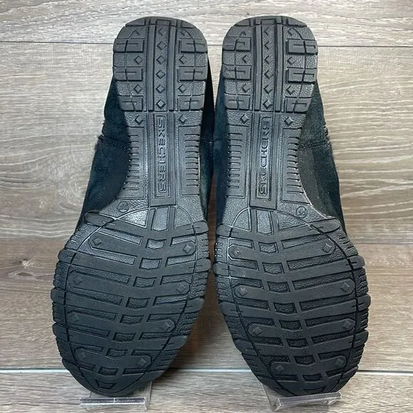 Skechers Bikers Lite High Grade Women’s Sz 9 Black Suede Knit Ankle Boots