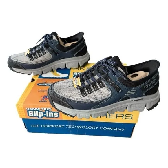 Sketchers Summits AT Slip-ins Shoes Sneakers Hands Free Size 8 Grey Navy