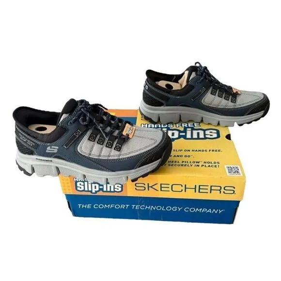 Sketchers Summits AT Slip-ins Shoes Sneakers Hands Free Size 8 Grey Navy
