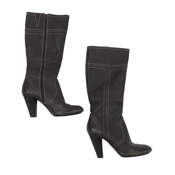 SOFFT Heeled Leather Boots Women Sz 9 M Brown Witchy Office Corpcore Retro Y2K