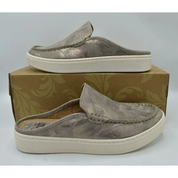 Sofft Womens Size 8 Somers Taupe Metallic Moc Toe Slip On Mules Shoes