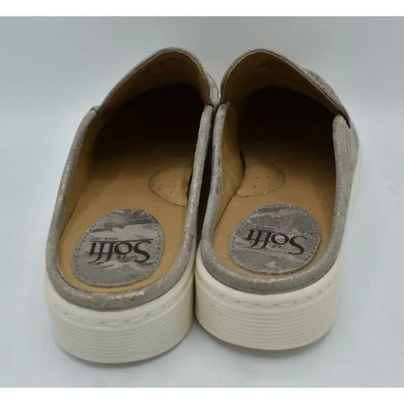 Sofft Womens Size 8 Somers Taupe Metallic Moc Toe Slip On Mules Shoes