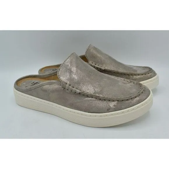 Sofft Womens Size 8 Somers Taupe Metallic Moc Toe Slip On Mules Shoes