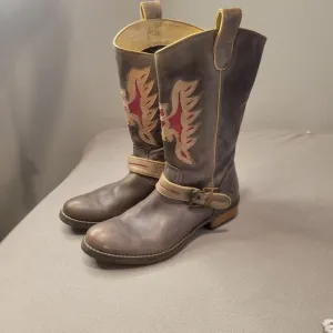 Sonora Gray Women Leather Cowboy Boots Size 7