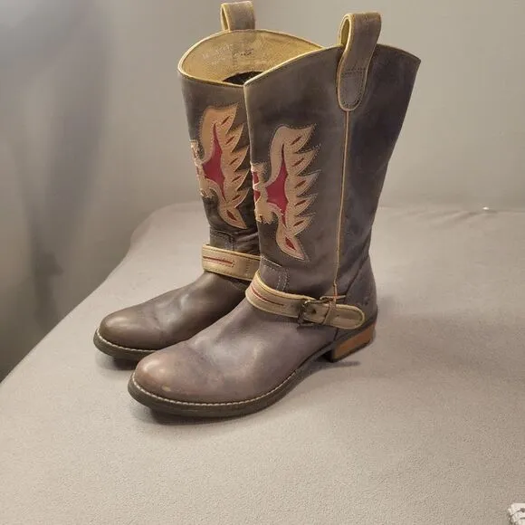 Sonora Gray Women Leather Cowboy Boots Size 7