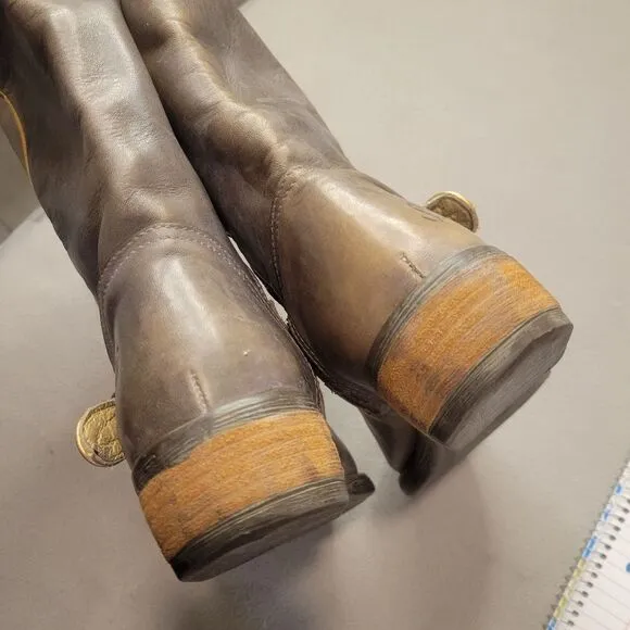 Sonora Gray Women Leather Cowboy Boots Size 7