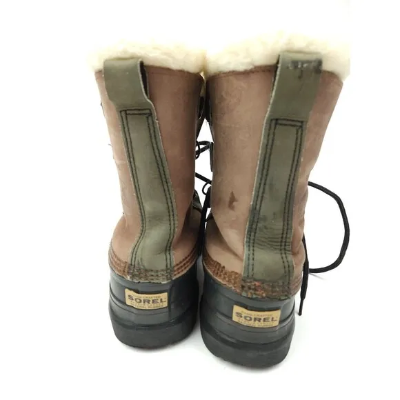 Sorel Bighorn Mens Size 9 Black Rubber Lined Winter Snow Boots Made In Canada