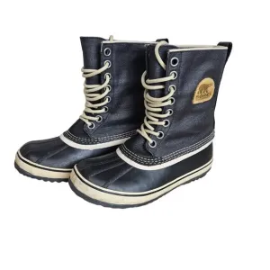 Sorel Black Fossil Boots Womens Size 7 NL1717-010 Waterproof Winter Snow Lined