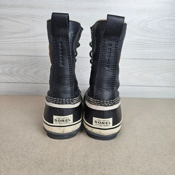 Sorel Black Fossil Boots Womens Size 7 NL1717-010 Waterproof Winter Snow Lined
