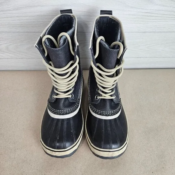 Sorel Black Fossil Boots Womens Size 7 NL1717-010 Waterproof Winter Snow Lined