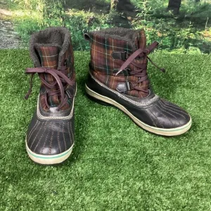 Sorel Boots Black Red Tartan Plaid 41.5
