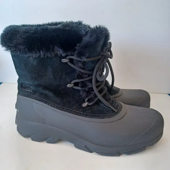 SOREL Boots Snow Angel Black Lace Up Winter Snow Boots Womens US 9