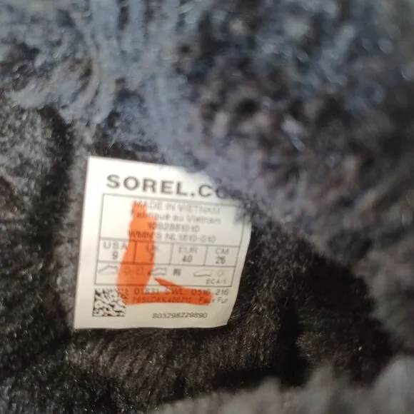 SOREL Boots Snow Angel Black Lace Up Winter Snow Boots Womens US 9