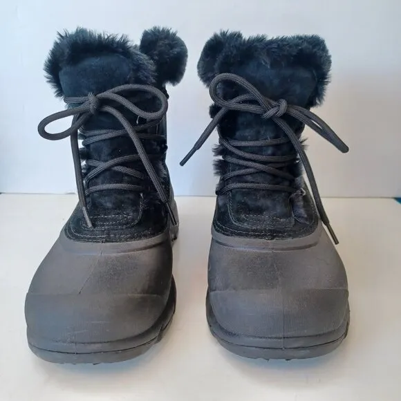 SOREL Boots Snow Angel Black Lace Up Winter Snow Boots Womens US 9