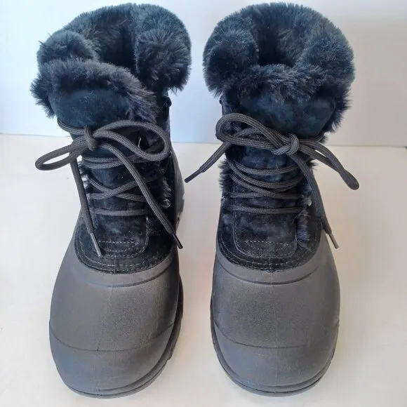 SOREL Boots Snow Angel Black Lace Up Winter Snow Boots Womens US 9
