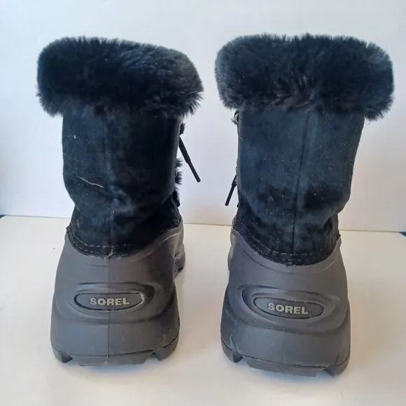 SOREL Boots Snow Angel Black Lace Up Winter Snow Boots Womens US 9