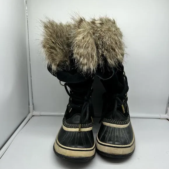 Sorel Boots Womens 6 Joan Of Arctic Quarry Winter Black Snow NL2429-010