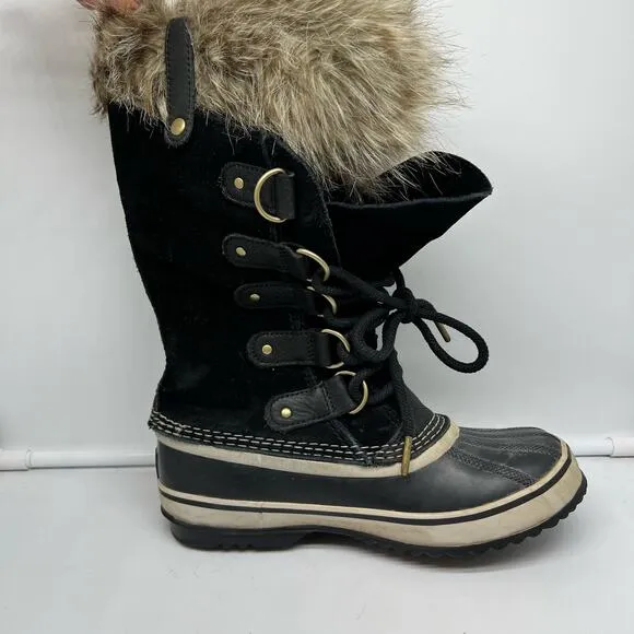 Sorel Boots Womens 6 Joan Of Arctic Quarry Winter Black Snow NL2429-010