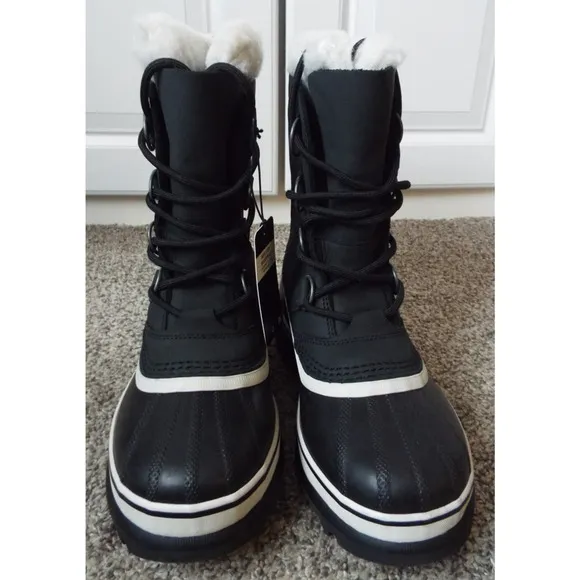 SOREL Boots Womens 7 Black Caribou Lug Waterproof Insulated Snow Boots NWT