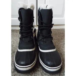 SOREL Boots Womens 7 Black Caribou Lug Waterproof Insulated Snow Boots NWT