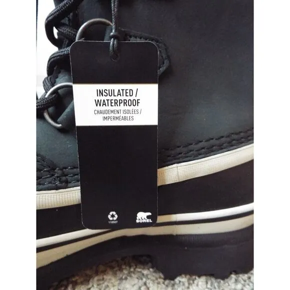 SOREL Boots Womens 7 Black Caribou Lug Waterproof Insulated Snow Boots NWT