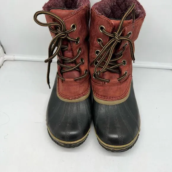 Sorel Boots Womens 8 Slimpack II Red Winter Snow NL2348-628
