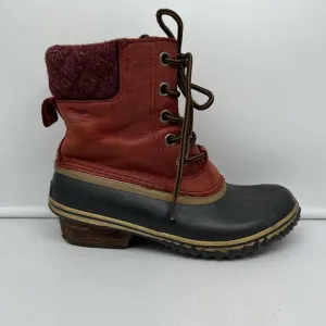 Sorel Boots Womens 8 Slimpack II Red Winter Snow NL2348-628