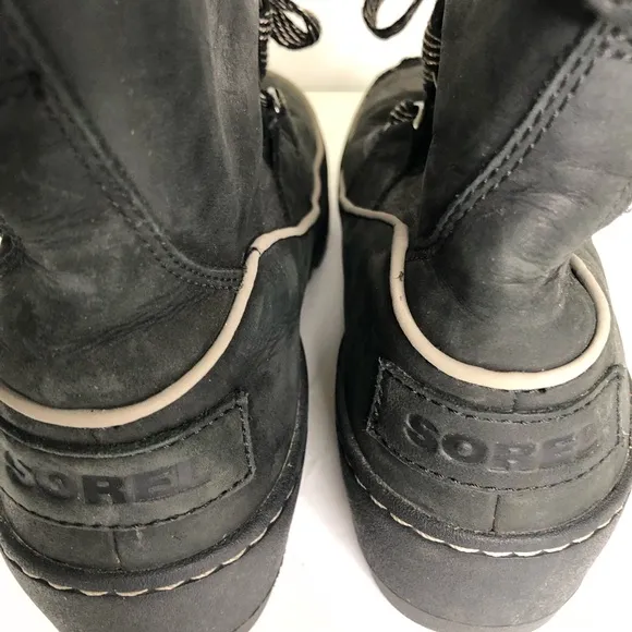 Sorel Boots Womens Size 7 Tivoli Winter Snow Black Suede Fur Trim