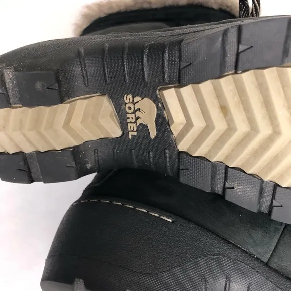 Sorel Boots Womens Size 7 Tivoli Winter Snow Black Suede Fur Trim