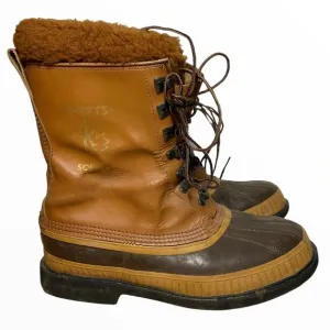 Sorel Caribou Boots Kaufman Brown Lace Up Waterproof Leather Sherpa Insulated 9