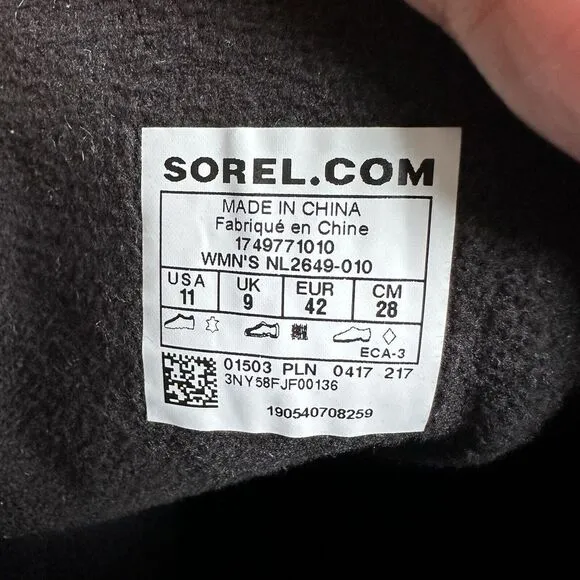 Sorel‎ Caribou Boots Women's Size 11 Black Waterproof Lace Up Snow NL-2649-011
