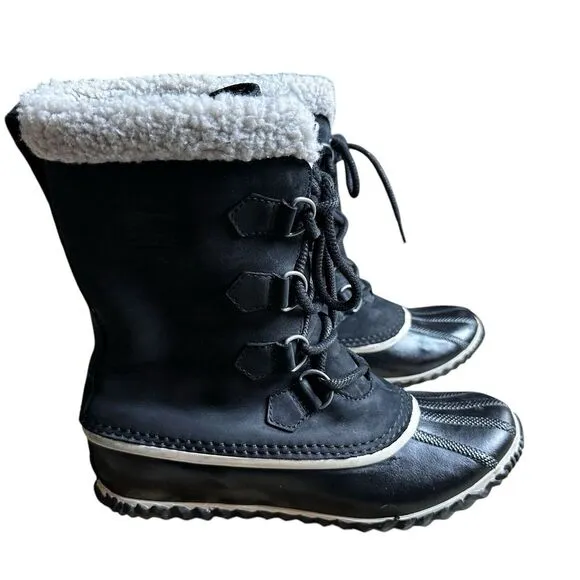 Sorel‎ Caribou Boots Women's Size 11 Black Waterproof Lace Up Snow NL-2649-011