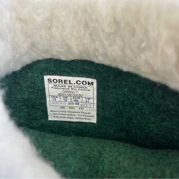 Sorel Caribou Men Snow Winter Boots WP Size 13 NM 1000–281 Sherpa cuff EUC!