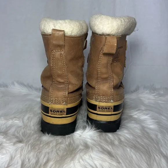 Sorel Caribou Women's Fleece Trim Waterproof Nubuck Lace Up Snow Boots Sz 7